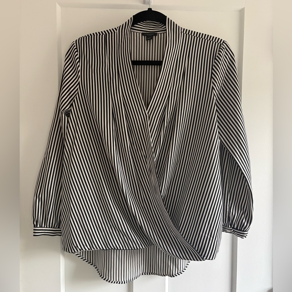 Ann Taylor Black and White Pinstripe Blouse